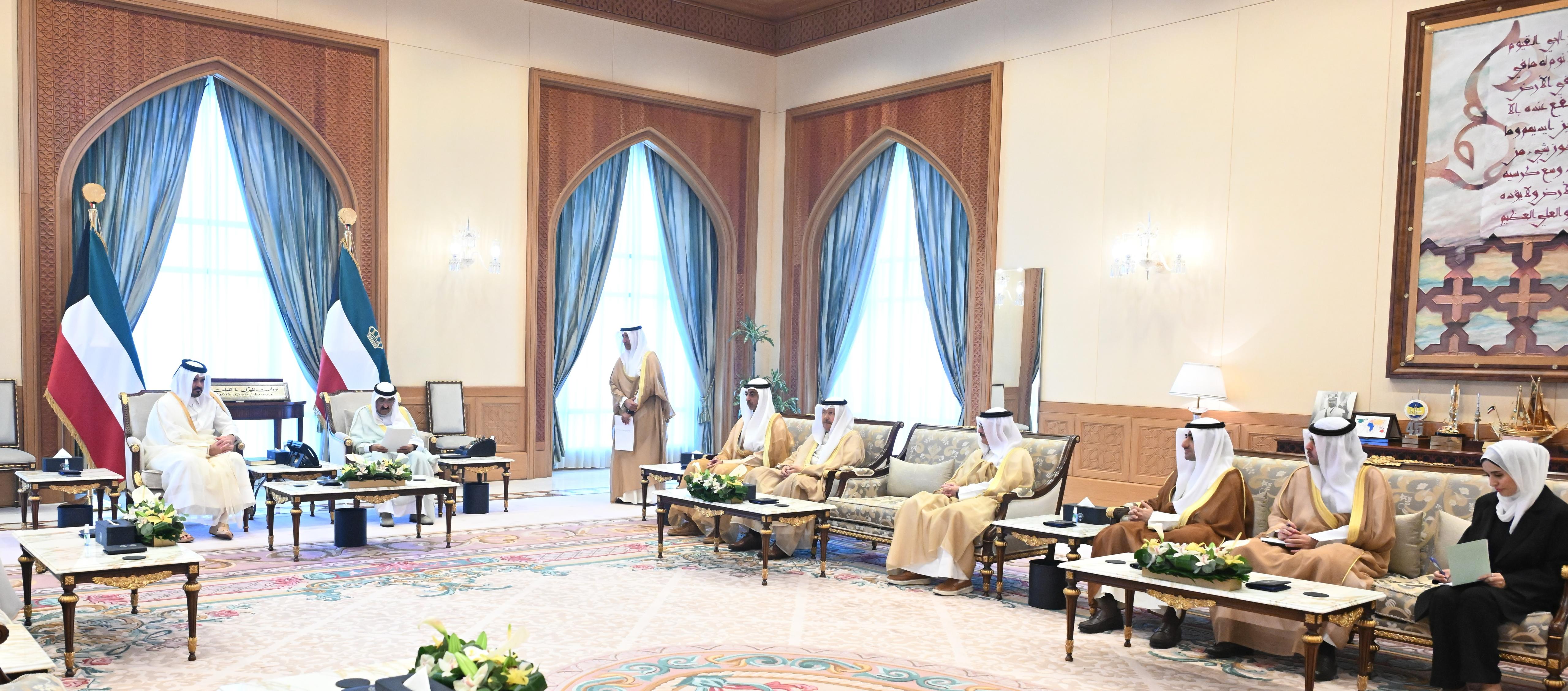 His Highness the Amir Sheikh Meshal Al-Ahmad Al-Jaber Al-Sabah received President of the Qatar Olympic Committee, Sheikh Joaan bin Hamad Al-Thani 