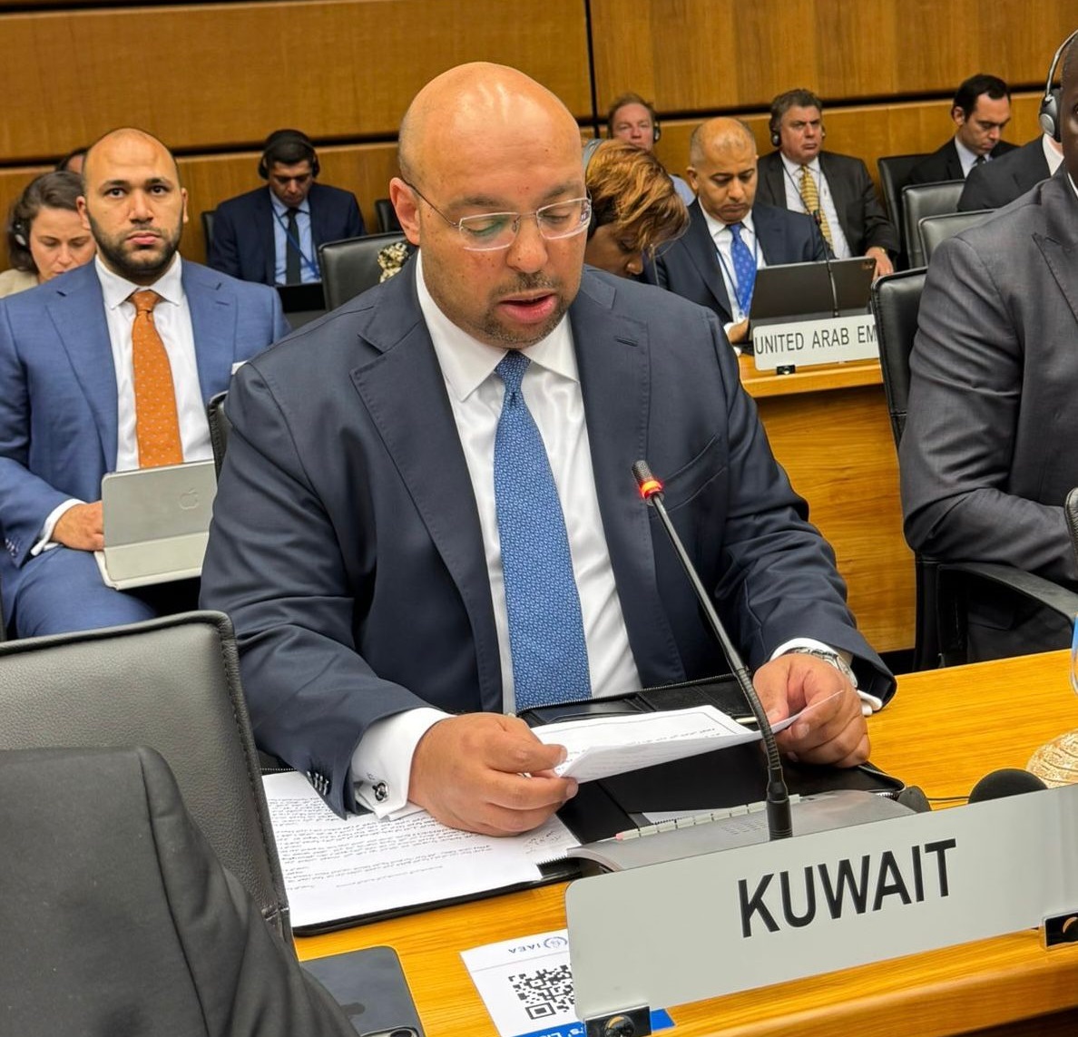رئيس المجموعة العربية السفير طلال الفصام المندوب الدائم لدولة الكويت لدى الوكالة الدولية للطاقة الذرية