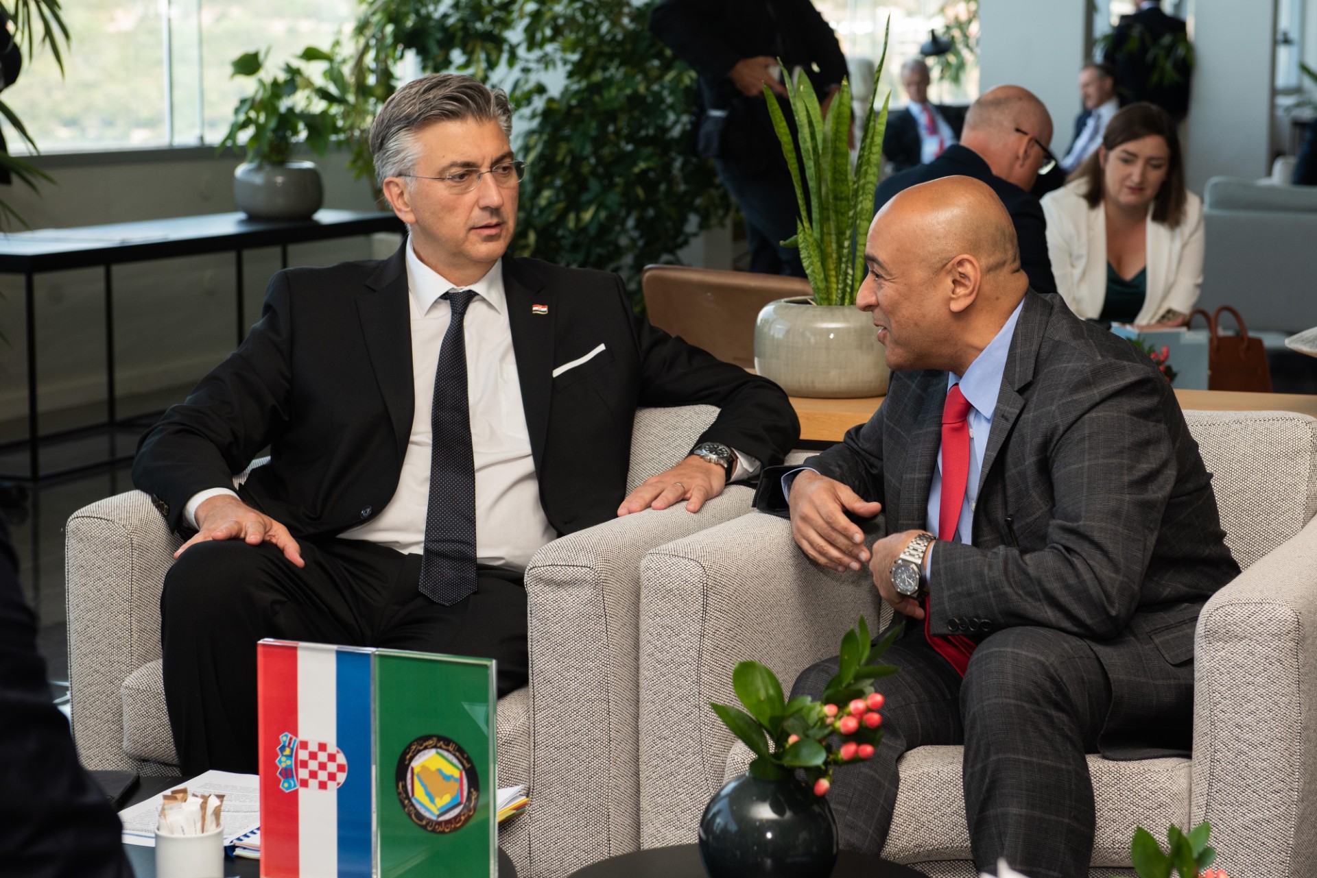 Secretary General of the Gulf Cooperation Council (GCC) Jassem Al-Budaiwi and Croatian Prime Minister Andrej Plenkovic