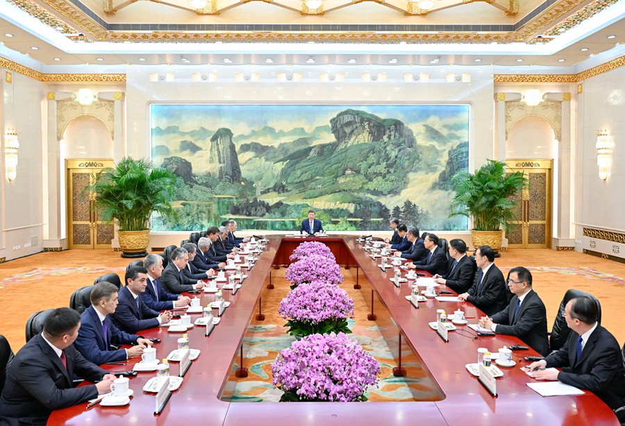 Chinese President Xi Jinping during a meeting with heads of foreign delegations attending the SCO Council of Foreign Ministers meeting