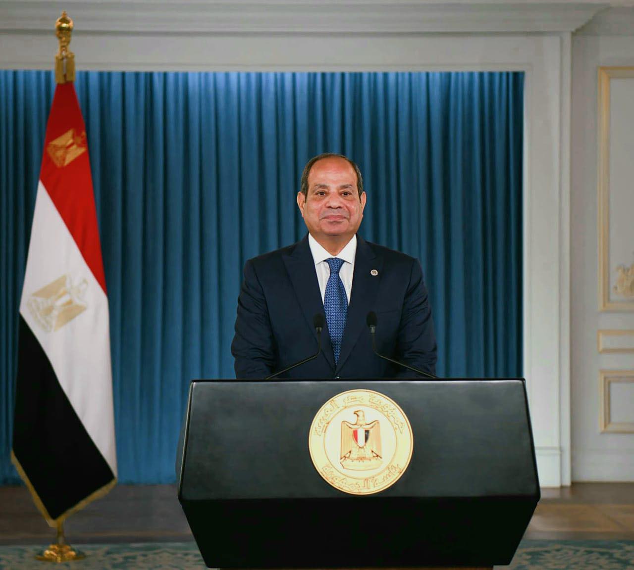 Egyptian President Abdulfattah Al-Sisi during his speech marking the 73rd July revolution anniversary,