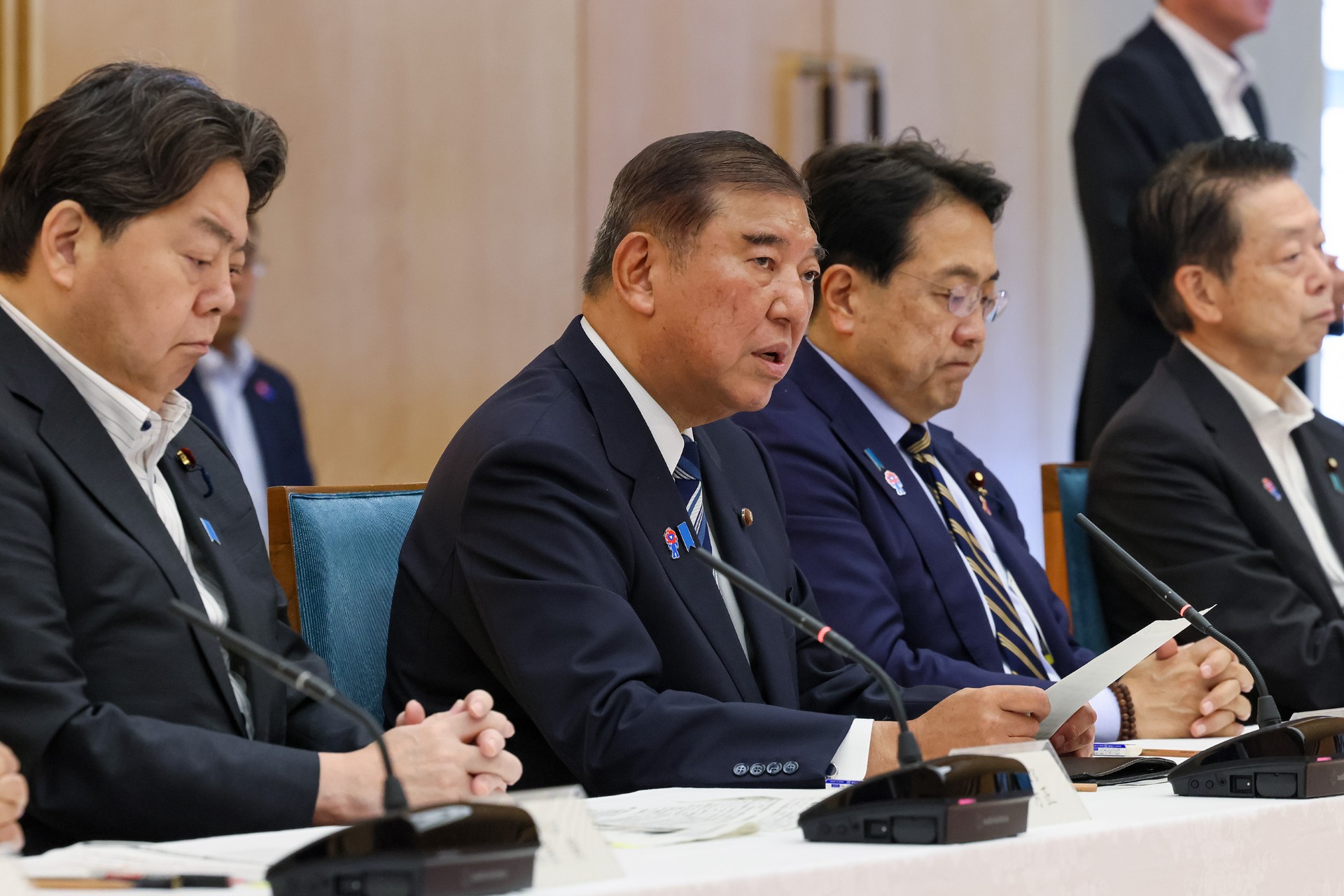 Japanese Prime Minister Shigeru Ishiba at government task force meeting
