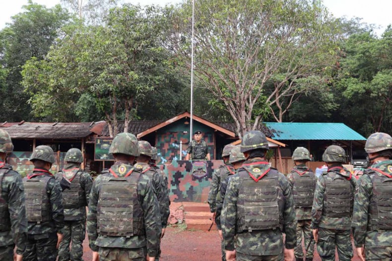 A gathering of a military battalion from the Command of the Second Military Region of Thailand
