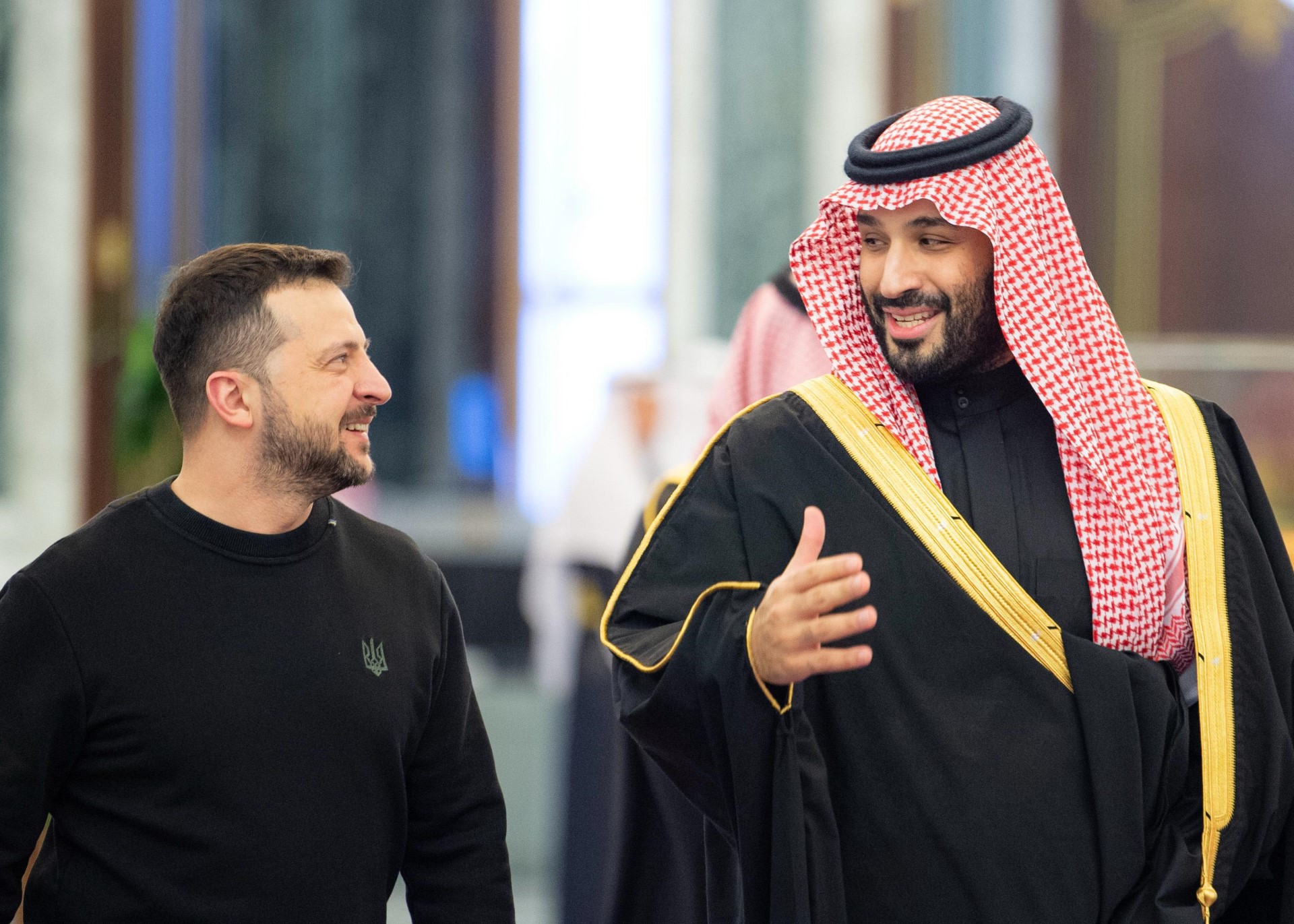 Saudi Crown Prince and Prime Minister Prince Mohammad bin Salman with Ukrainian President Volodymyr Zelensky