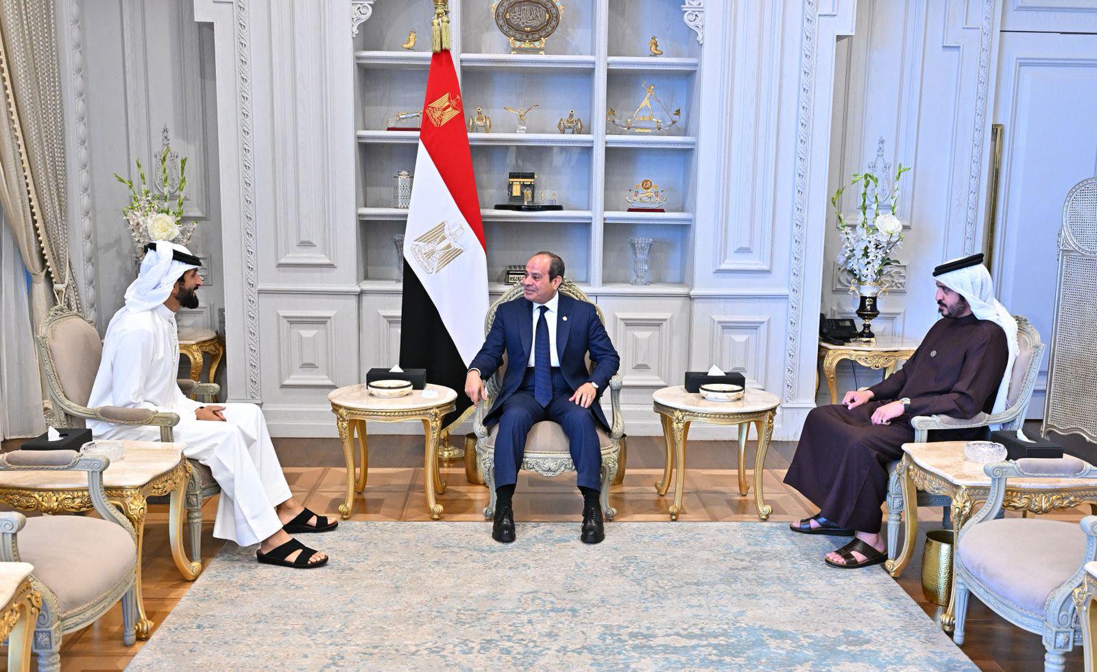 Egyptian President meets with the National Security Advisor and Royal Guard Commander of Bahrain and Special Operations Commander