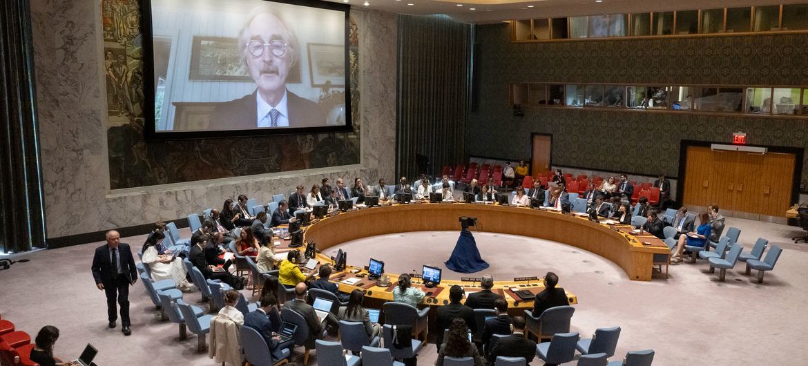 UN Special Envoy for Syria Geir Pedersen In a videoconference