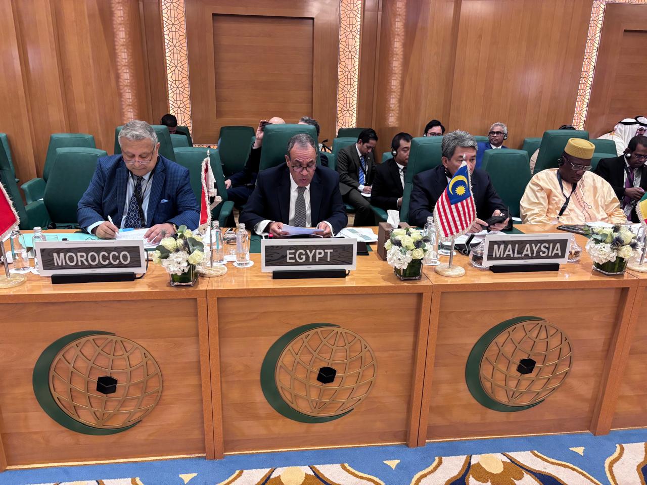 Minister Badr Abdelatty during an extraordinary meeting of the Organization of Islamic Cooperation (OIC) foreign ministers in Jeddah