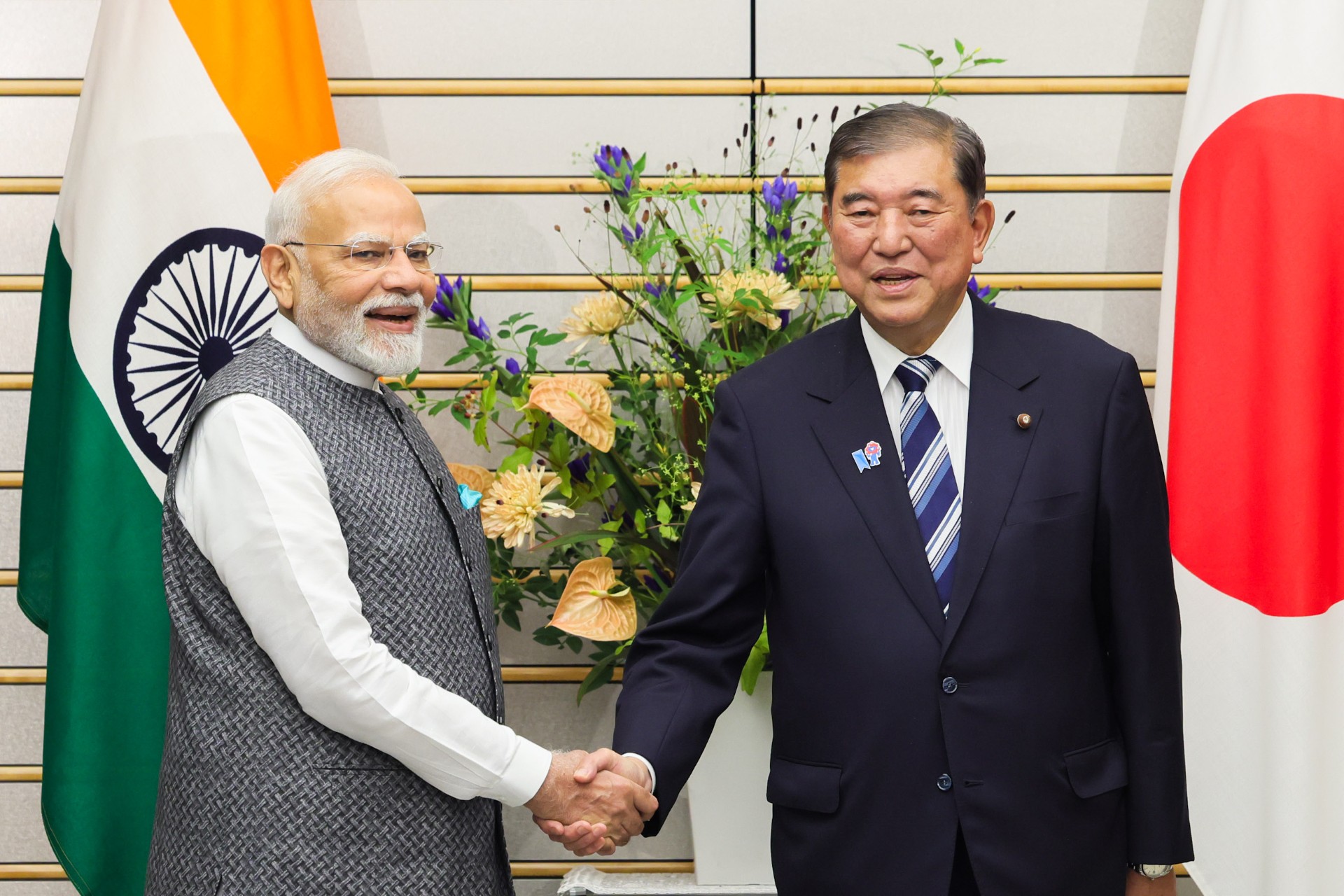 Japanese Prime Minister Shigeru Ishiba and his Indian counterpart Narendra Modi