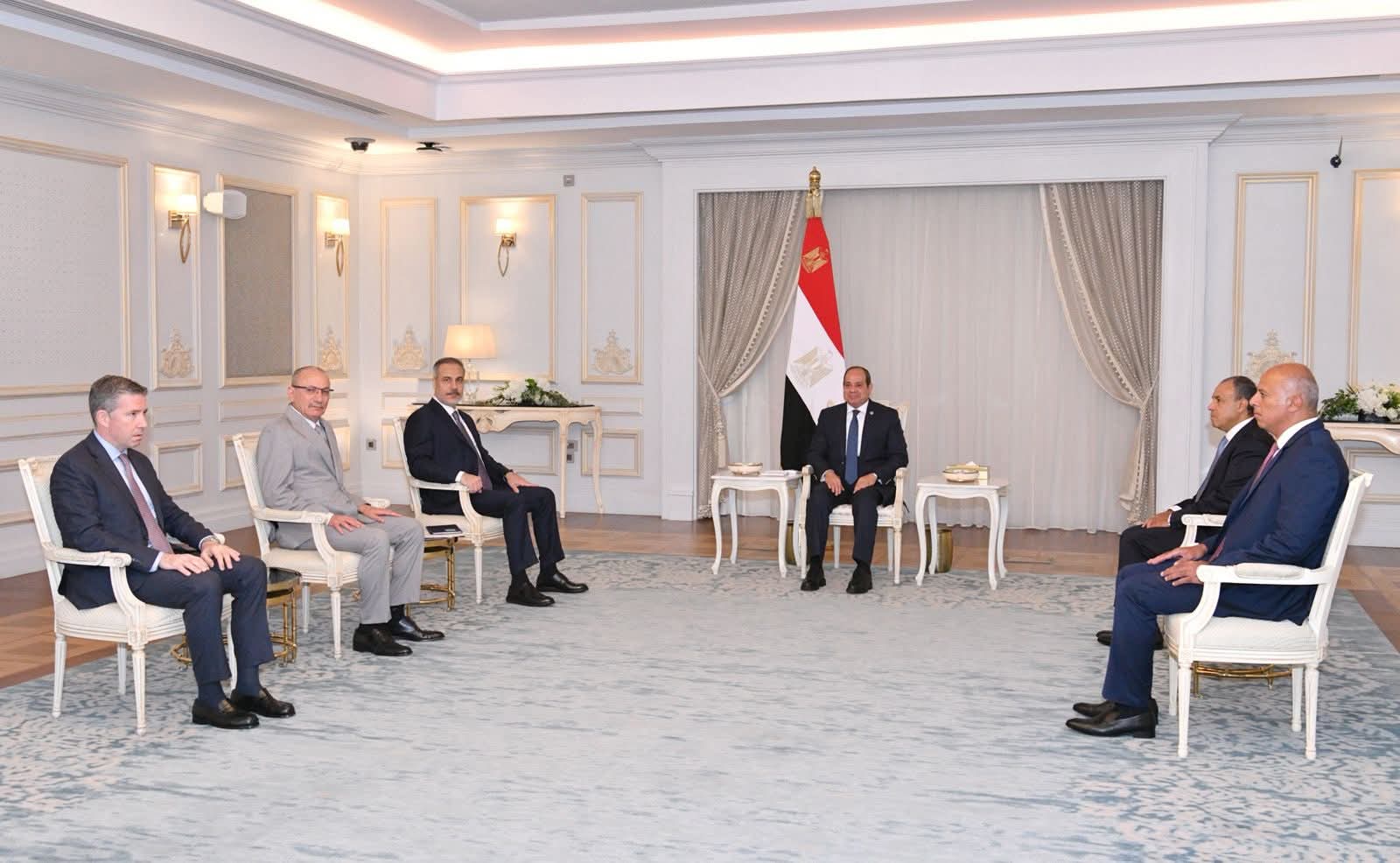 Egyptian President Abdulfattah Al-Sisi meets with Turkish Foreign Minister Hakan Fidan
