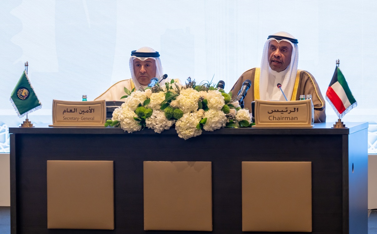 Kuwait's Foreign Minister and Chair of the Gulf Ministerial Council in a joint press conference with the GCC Secretary General	