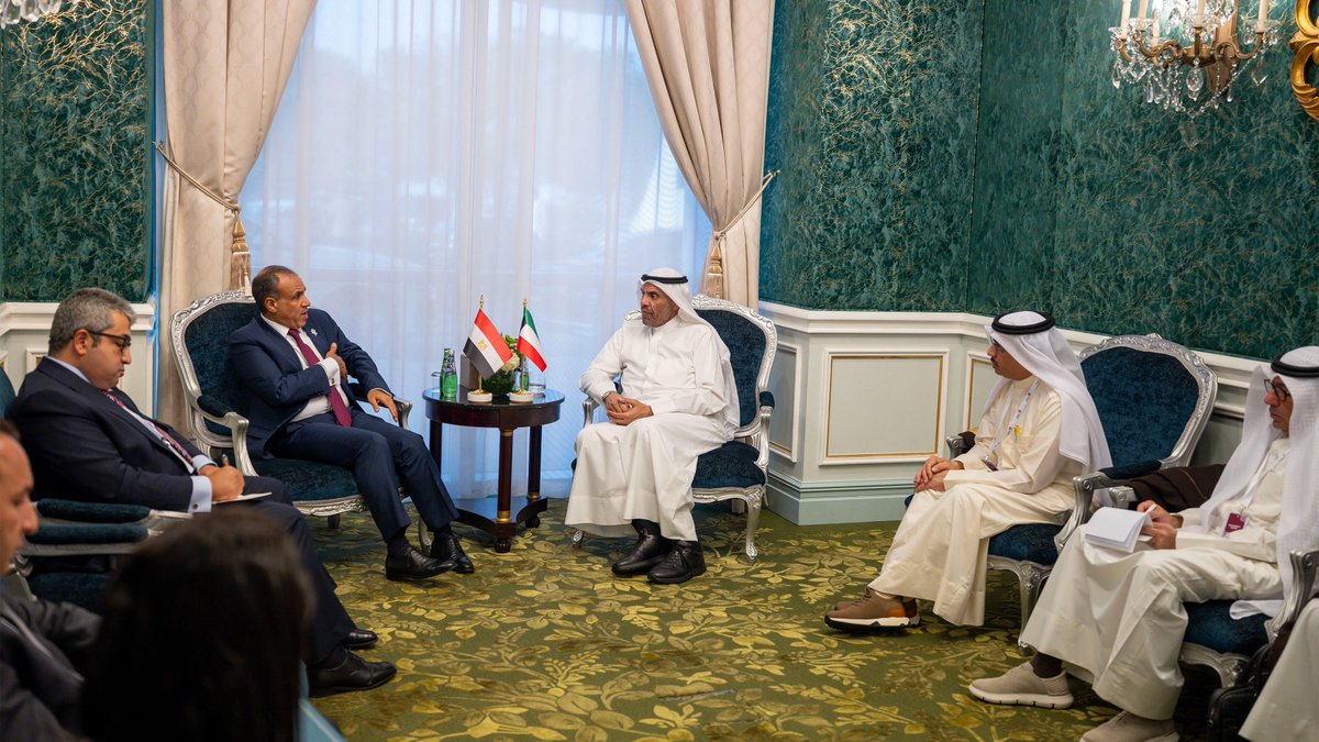 Kuwait's Foreign Minister Abdullah Al-Yahya meets his Egyptian counterpart Badr Abdelatty