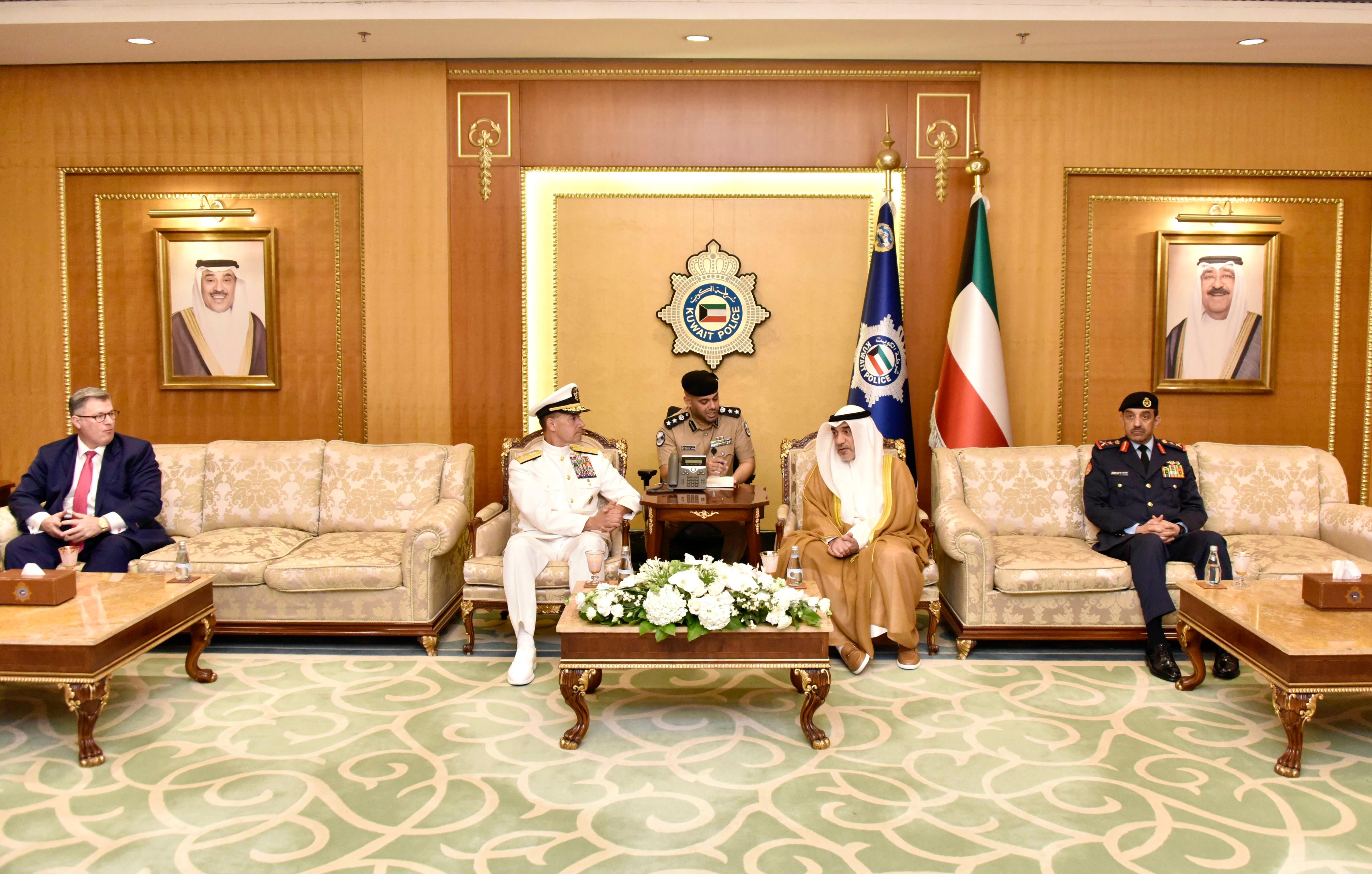 First Deputy Prime Minister and Minister of Interior Sheikh Fahad Youssef Saud Al-Sabah meets Commander of the US Central Command Admiral Brad Cooper