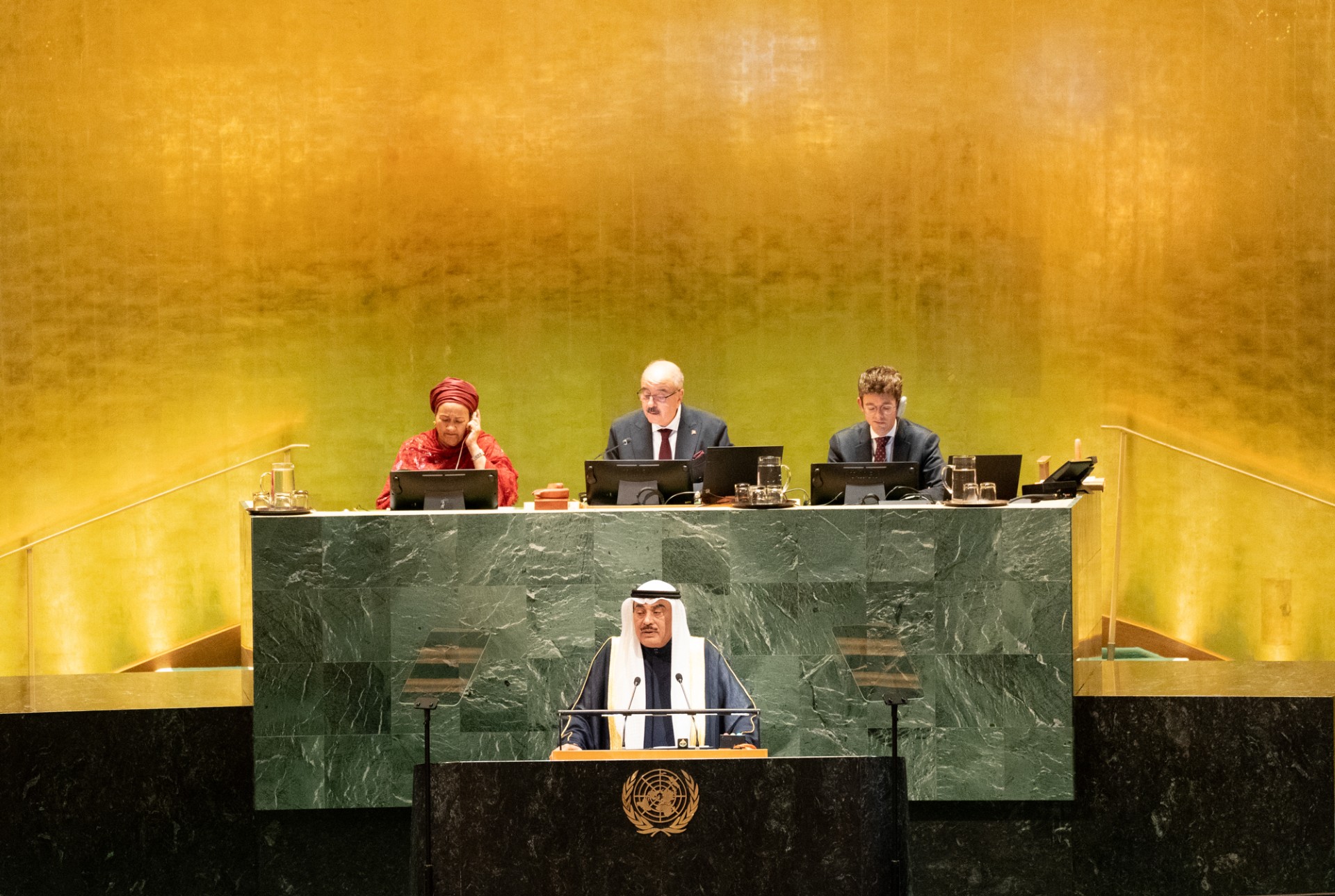 ممثل سمو أمير البلاد سمو ولي العهد يلقي كلمة دولة الكويت أمام الدورة الـ80 للجمعية العامة للأمم المتحدة