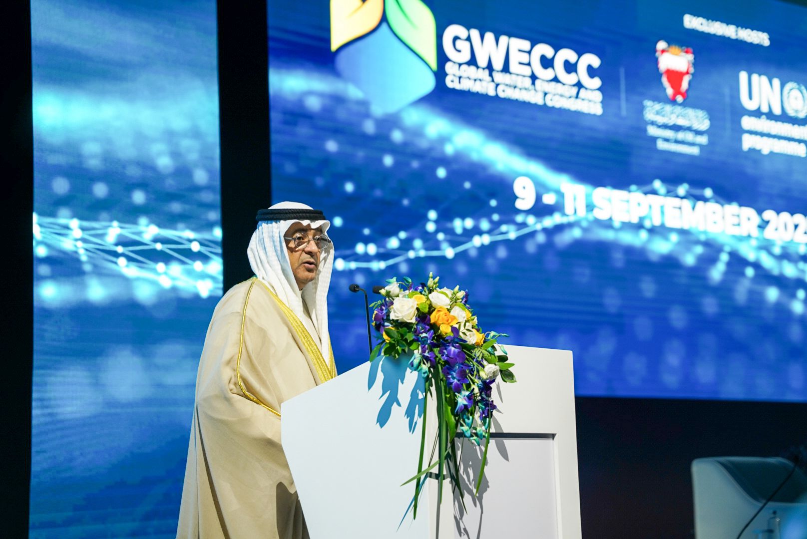 الامين العام لمجلس التعاون خلال مشاركته في المؤتمر العالمي الثاني للمياه والطاقة وتغير المناخ بالمنامة