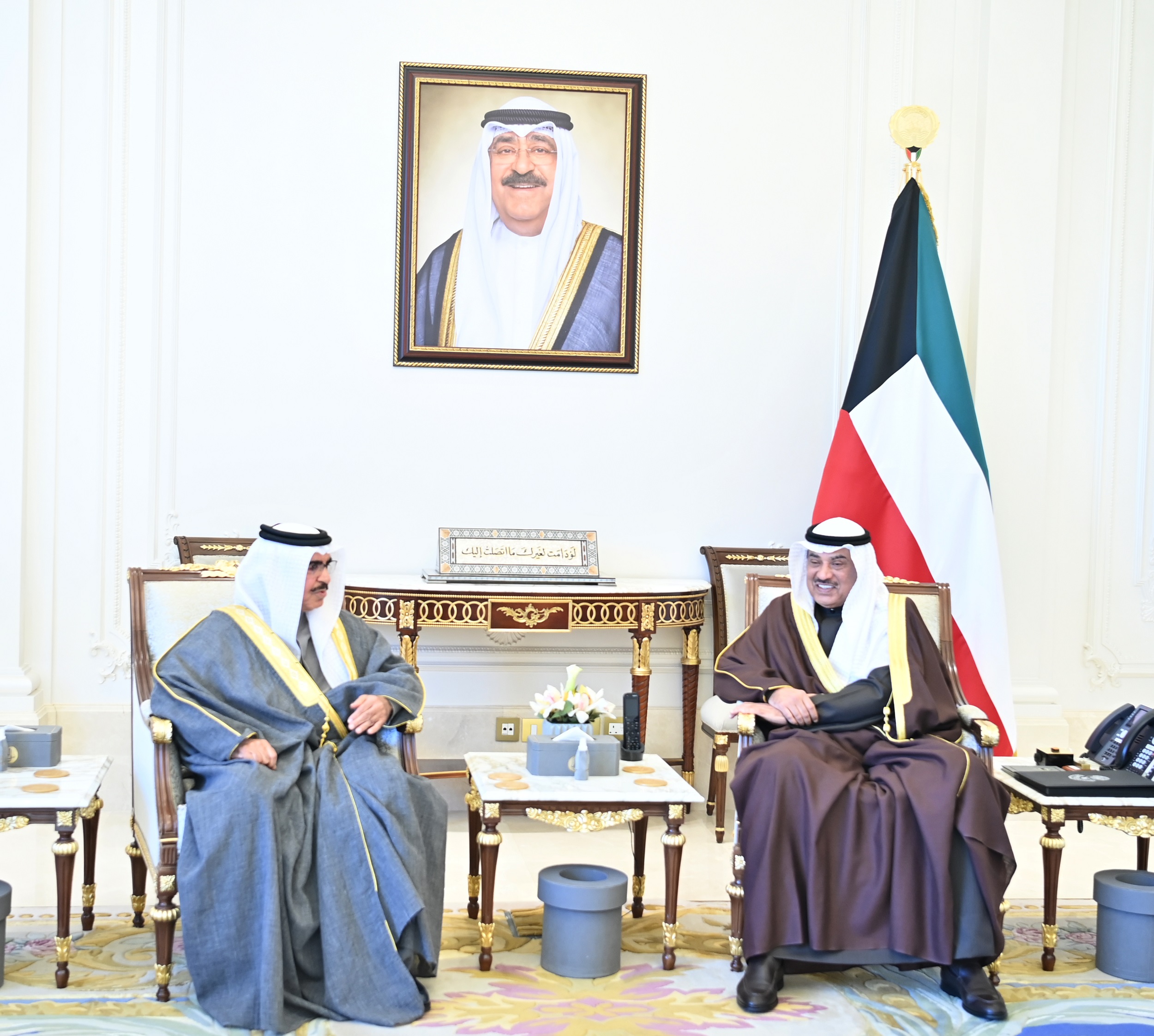 سمو ولي العهد الشيخ صباح خالد الحمد الصباح يستقبل وزير الداخلية البحريني فريق أول ركن الشيخ راشد بن عبدالله آل خليفة