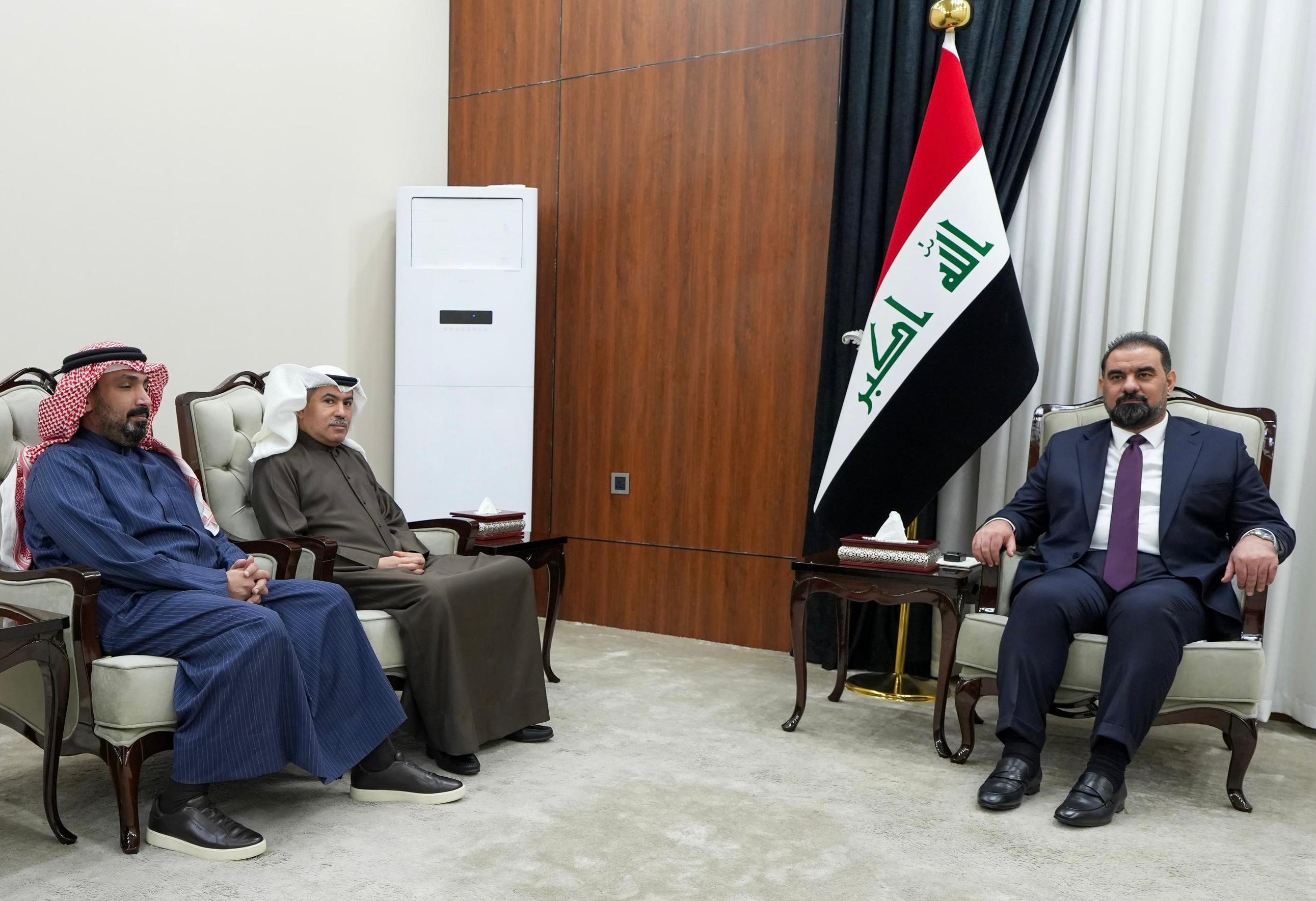 Iraqi Parliament Speaker Haibat Al-Halbousi and Kuwait Ambassador to Baghdad Hassan Al-Zaman