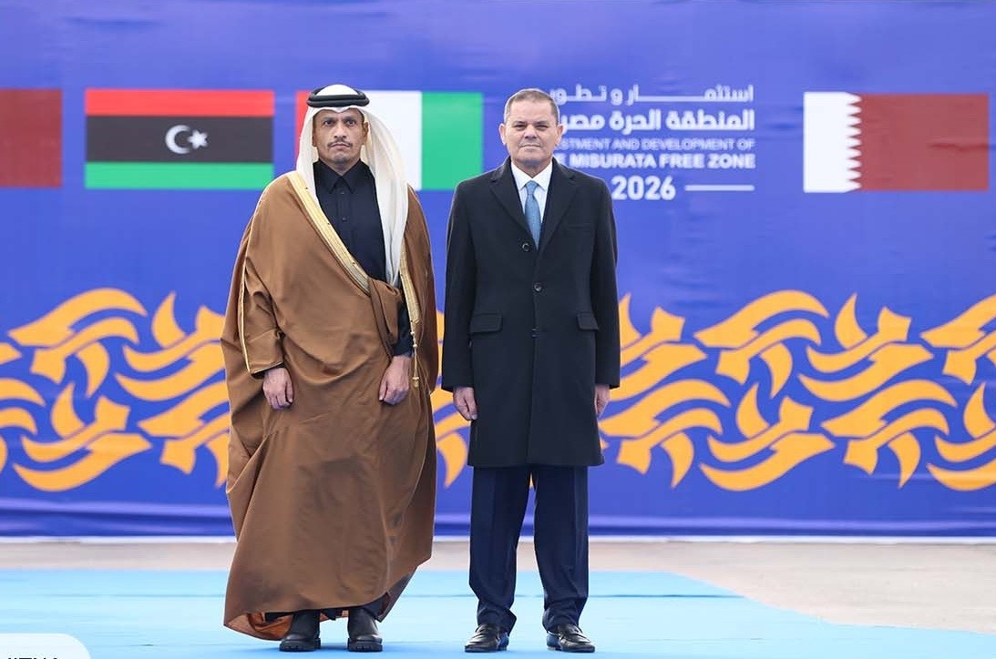 رئيس حكومة الوحدة الوطنية الليبية مع رئيس مجلس الوزراء وزير الخارجية القطري