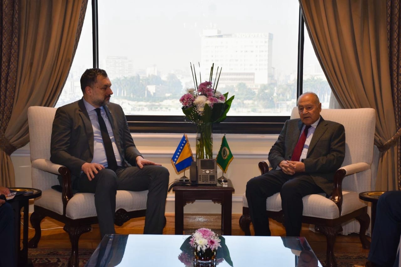 Secretary-General of the Arab League Ahmad Aboul Gheit with Bosnian Foreign Minister Elmedin Konakovic
