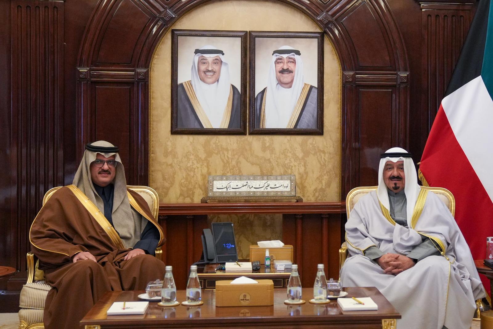 سمو رئيس مجلس الوزراء الشيخ أحمد عبدالله الأحمد الصباح يستقبل سفير خادم الحرمين الشريفين لدى دولة الكويت صاحب السمو الأمير سلطان بن سعد بن خالد آل سعود