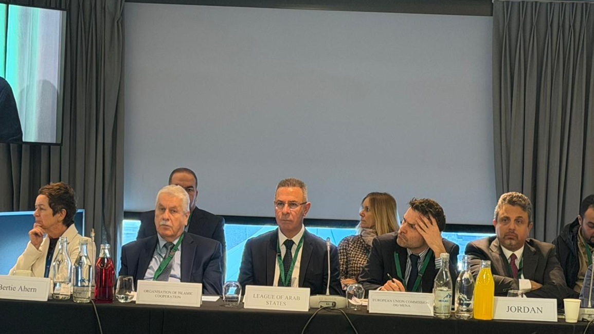 الأمين العام المساعد لجامعة الدول العربية لقطاع فلسطين والأراضي العربية المحتلة السفير د. فائد مصطفى يلقي كلمته