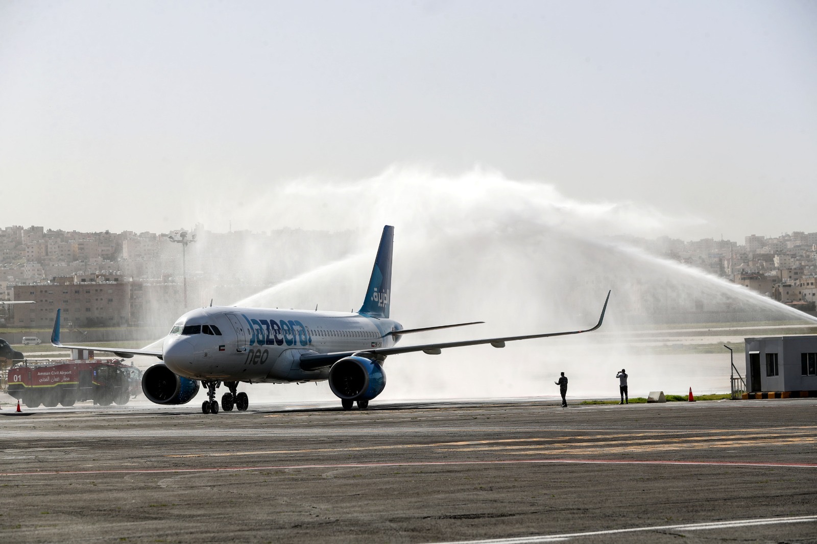 Le premier avion de Jazeera Airways à l’Aéroport civil d’Amman