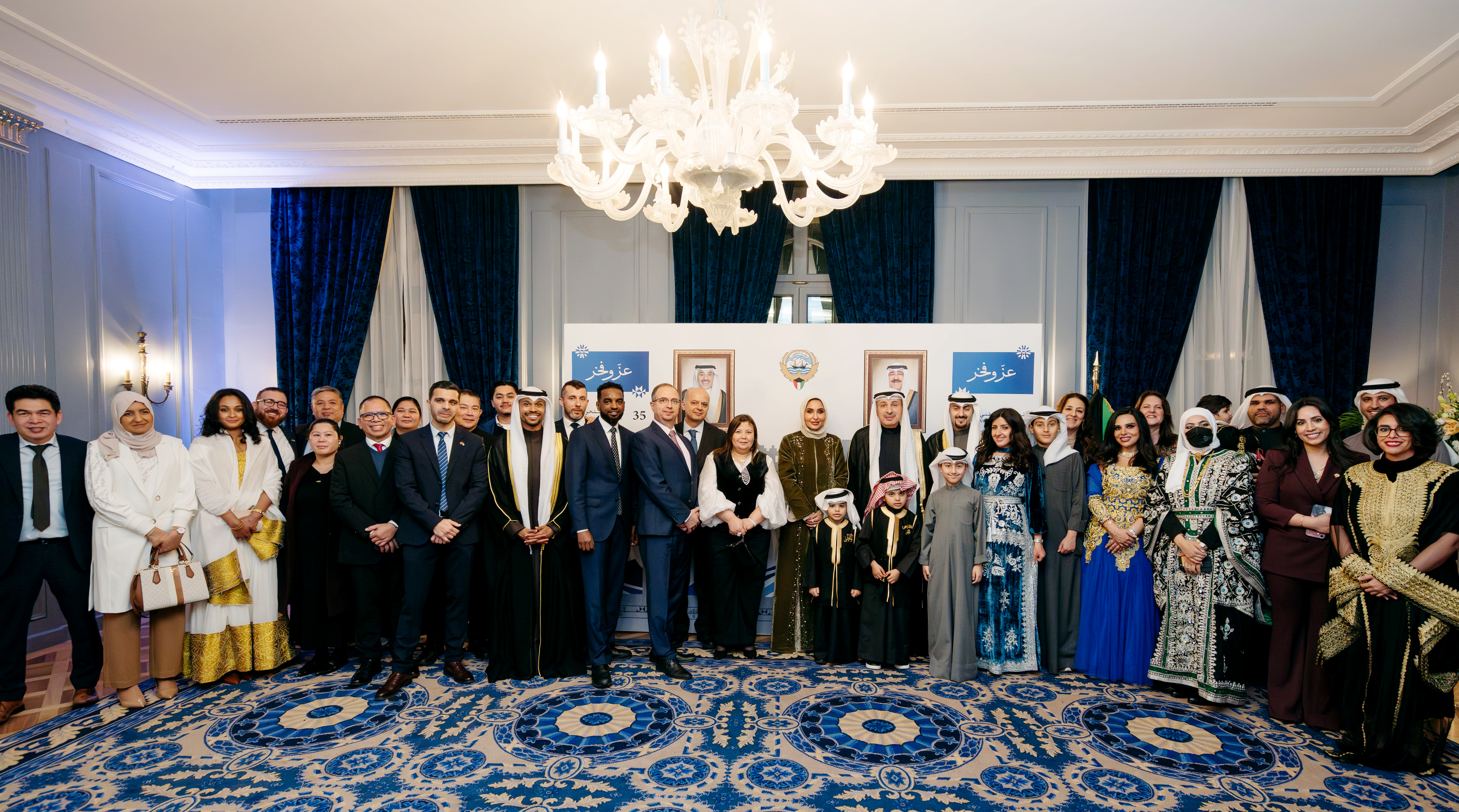 المندوب الدائم لدولة الكويت لدى الأمم المتحدة في جنيف والمنظمات الدولية الأخرى السفير ناصر الهين خلال احتفال سفارة دولة الكويت بالأعياد الوطنية