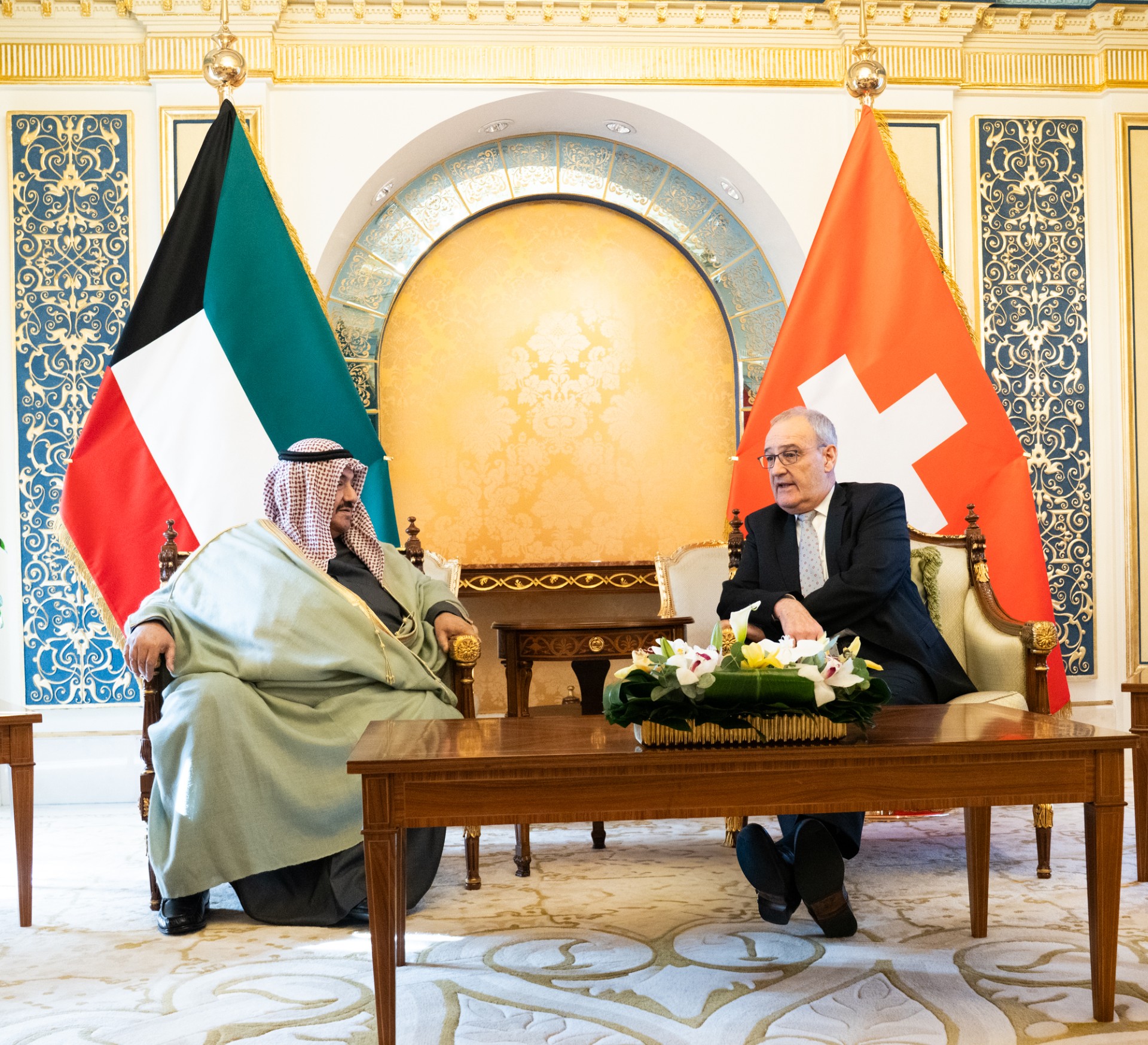 Le président de la Confédération suisse avec Cheikh Nasser Al-Mohamed Al-Sabah