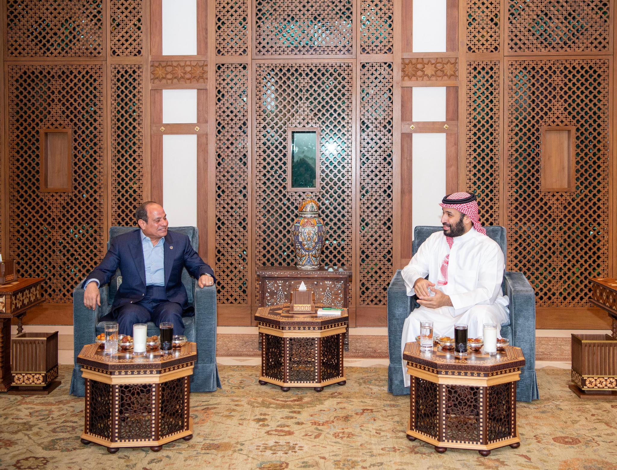 الرئيس المصري عبدالفتاح السيسي وولي العهد رئيس مجلس الوزراء السعودي الأمير محمد بن سلمان