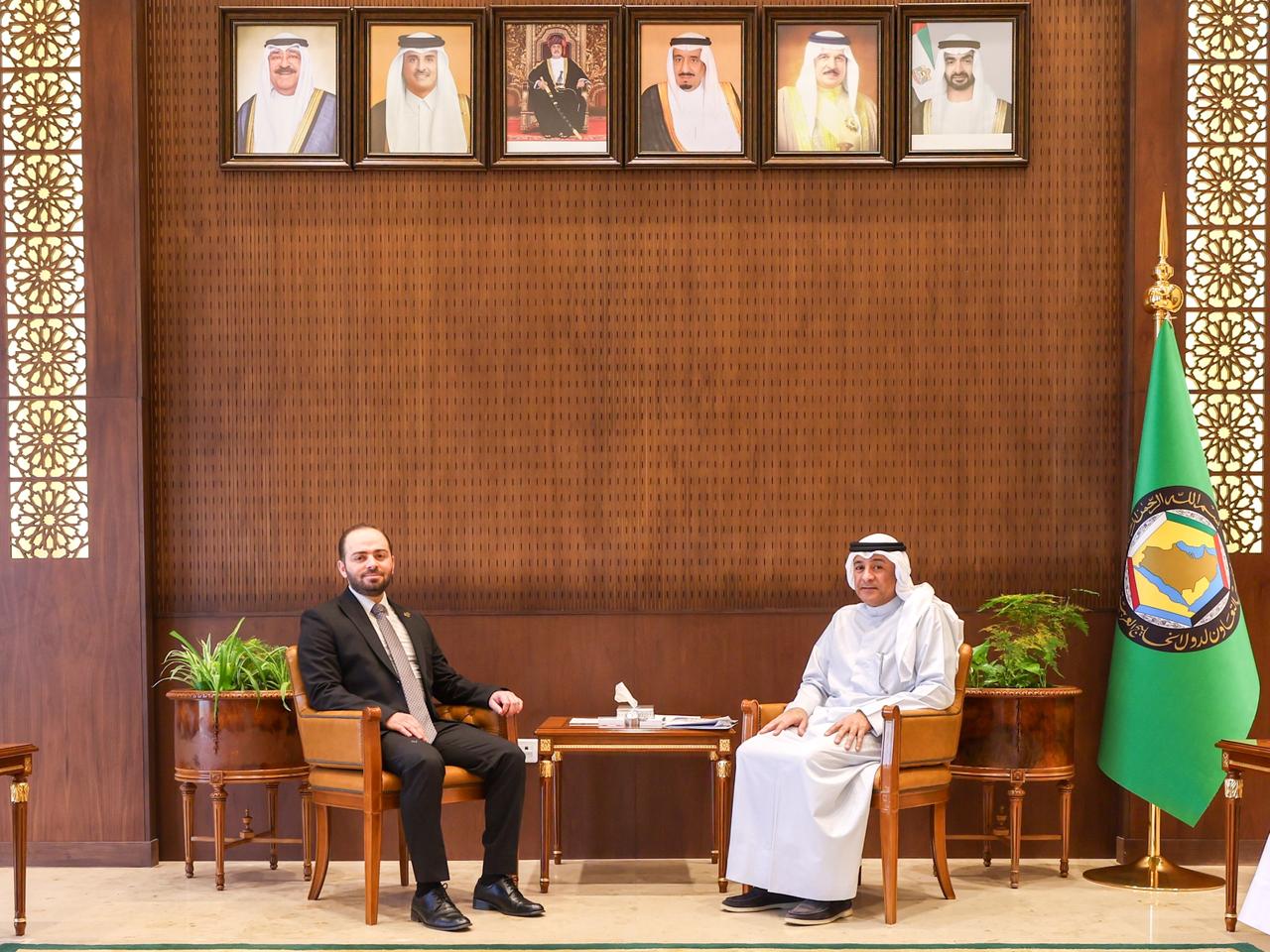 Secretary-General of the Gulf Cooperation Council with Charge d'Affaires of the Syrian Embassy in Saudi Arabia