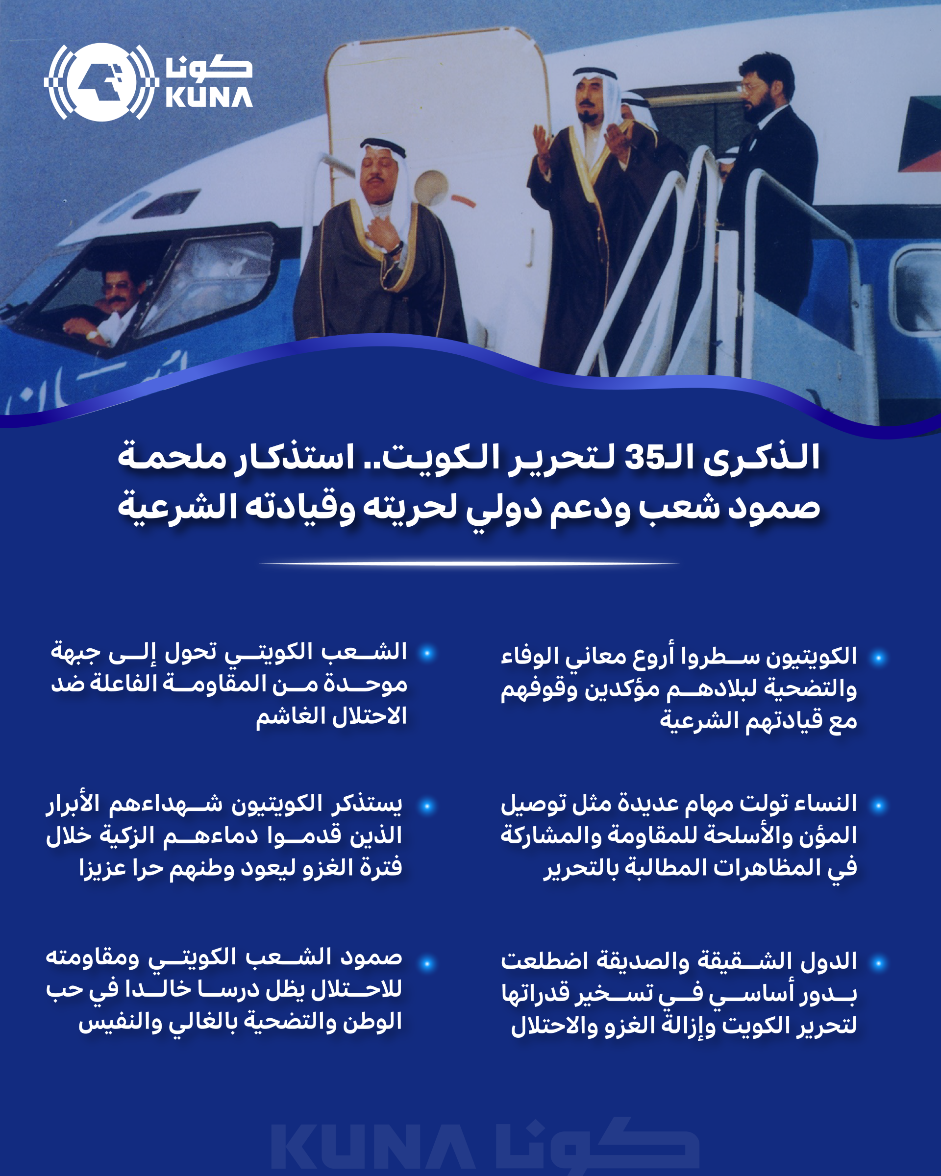 الذكرى الـ35 لتحرير الكويت..استذكار ملحمة صمود شعب ودعم دولي لحريته وقيادته الشرعية                                                                                                                                                                       
