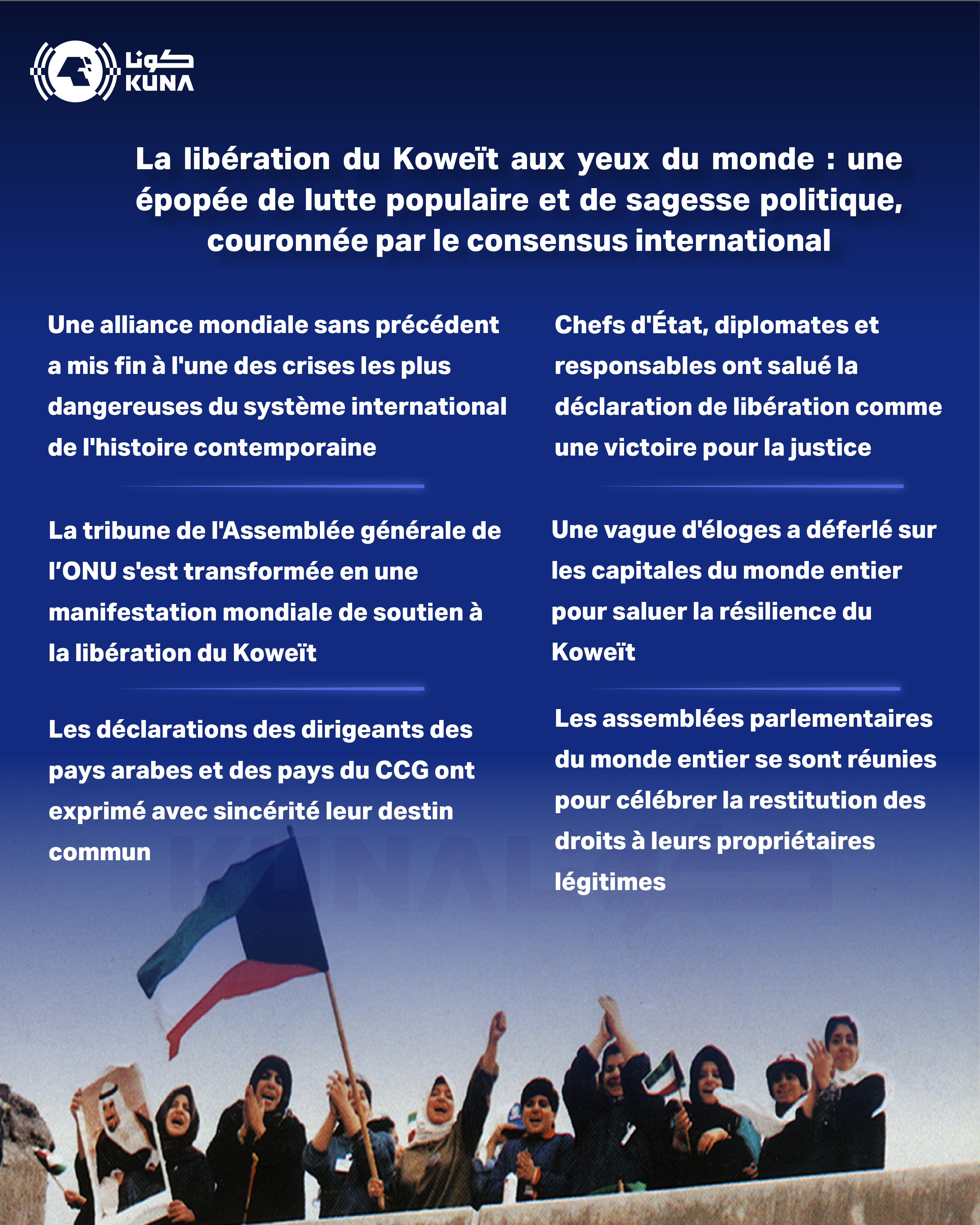 La libération du Koweït aux yeux du monde : une épopée de lutte populaire et de sagesse politique, couronnée par le consensus international
