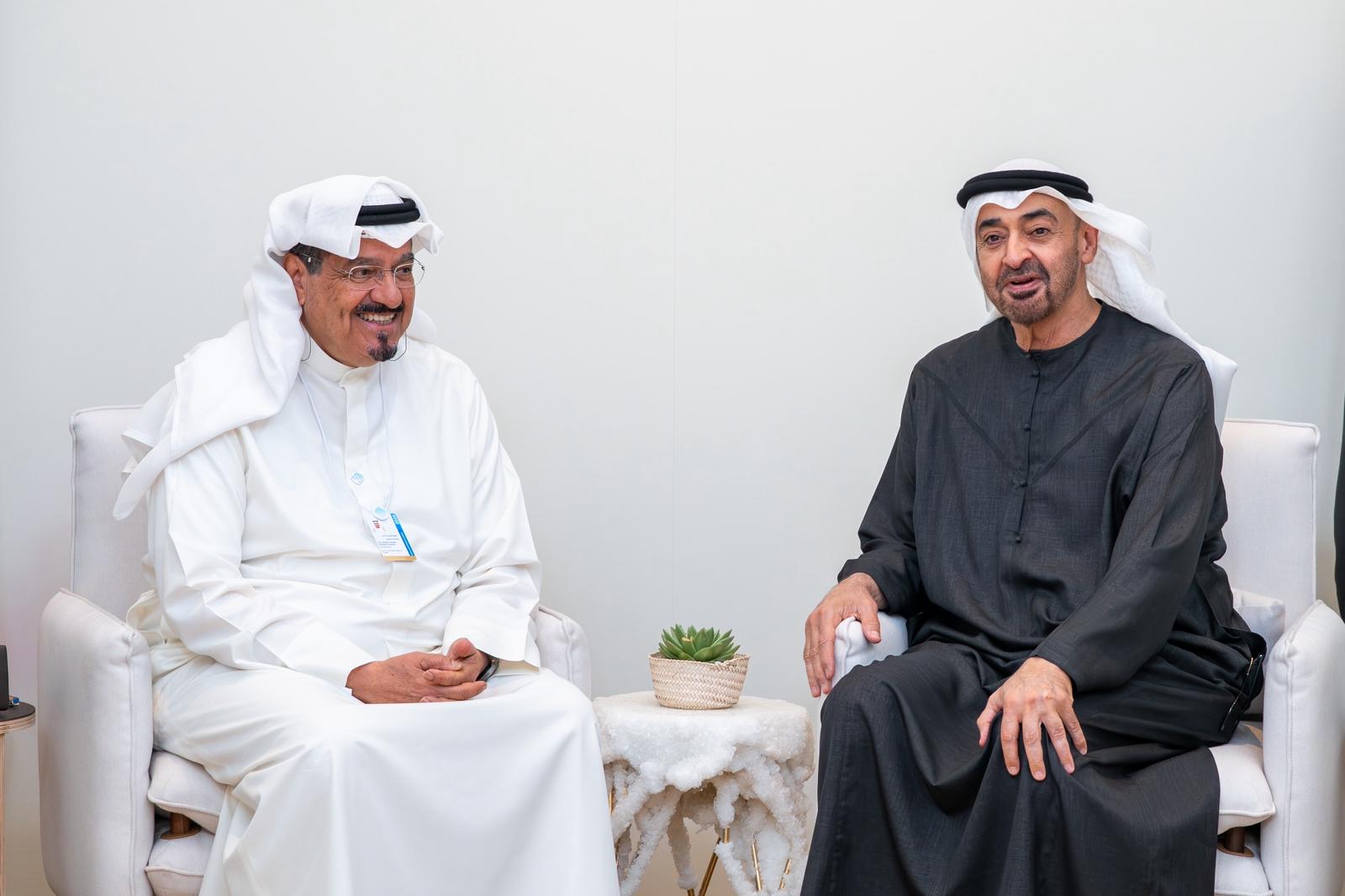 UAE President Sheikh Mohamad bin Zayed Al-Nahyan receives His Highness the Prime Minister Sheikh Ahmad Abdullah Al-Ahmad Al-Sabah on World Government Summit sidelines