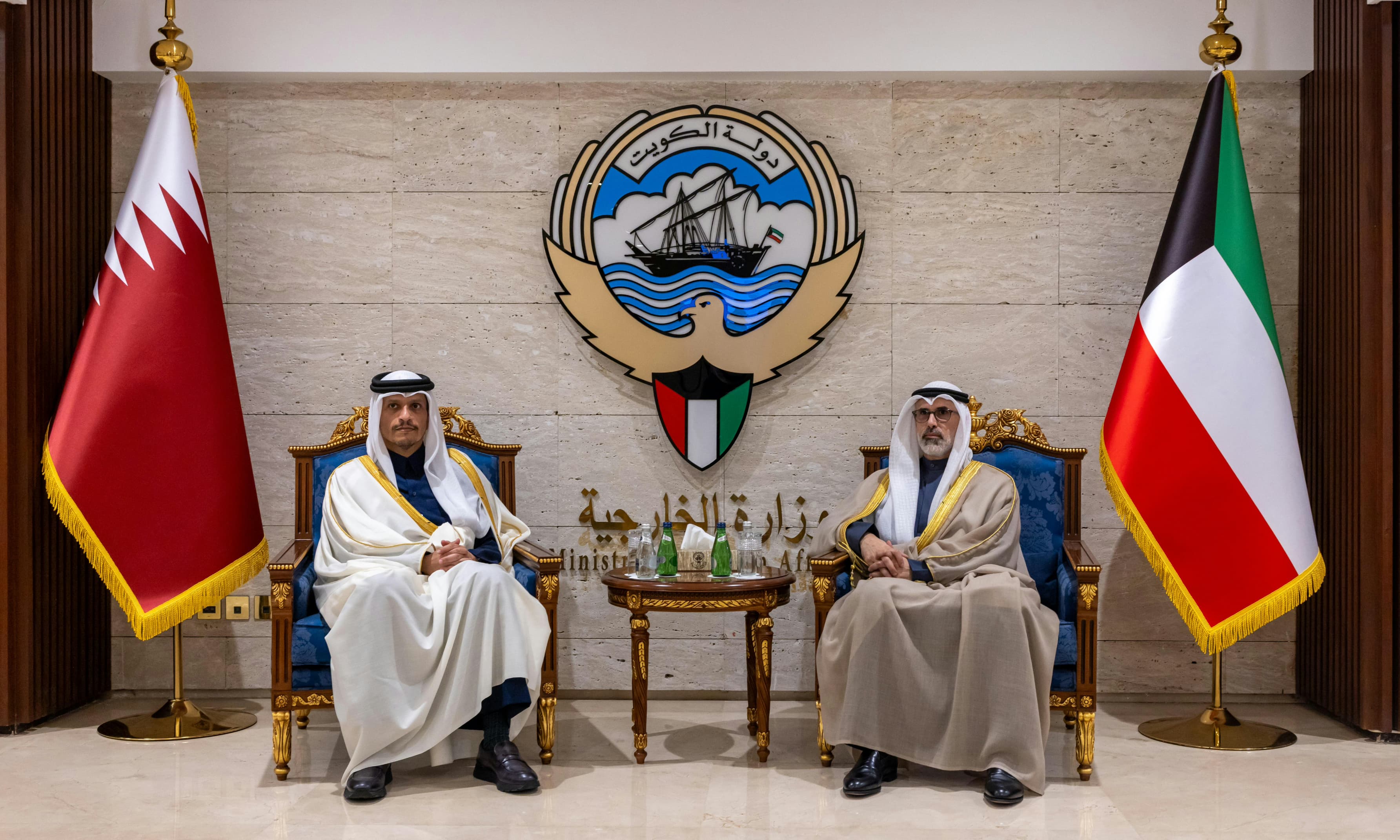 وزير الخارجية الشيخ جراح جابر الأحمد الصباح يلتقي رئيس مجلس الوزراء وزير الخارجية بدولة قطر الشيخ محمد بن عبدالرحمن بن جاسم آل ثاني