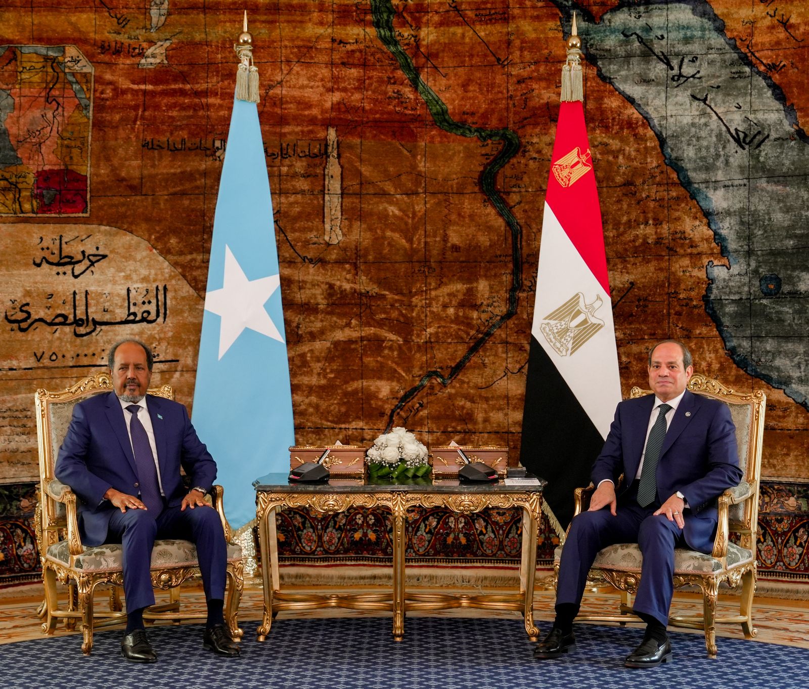 الرئيس المصري عبد الفتاح السيسي مع نظيره الصومالي الدكتور حسن شيخ محمود