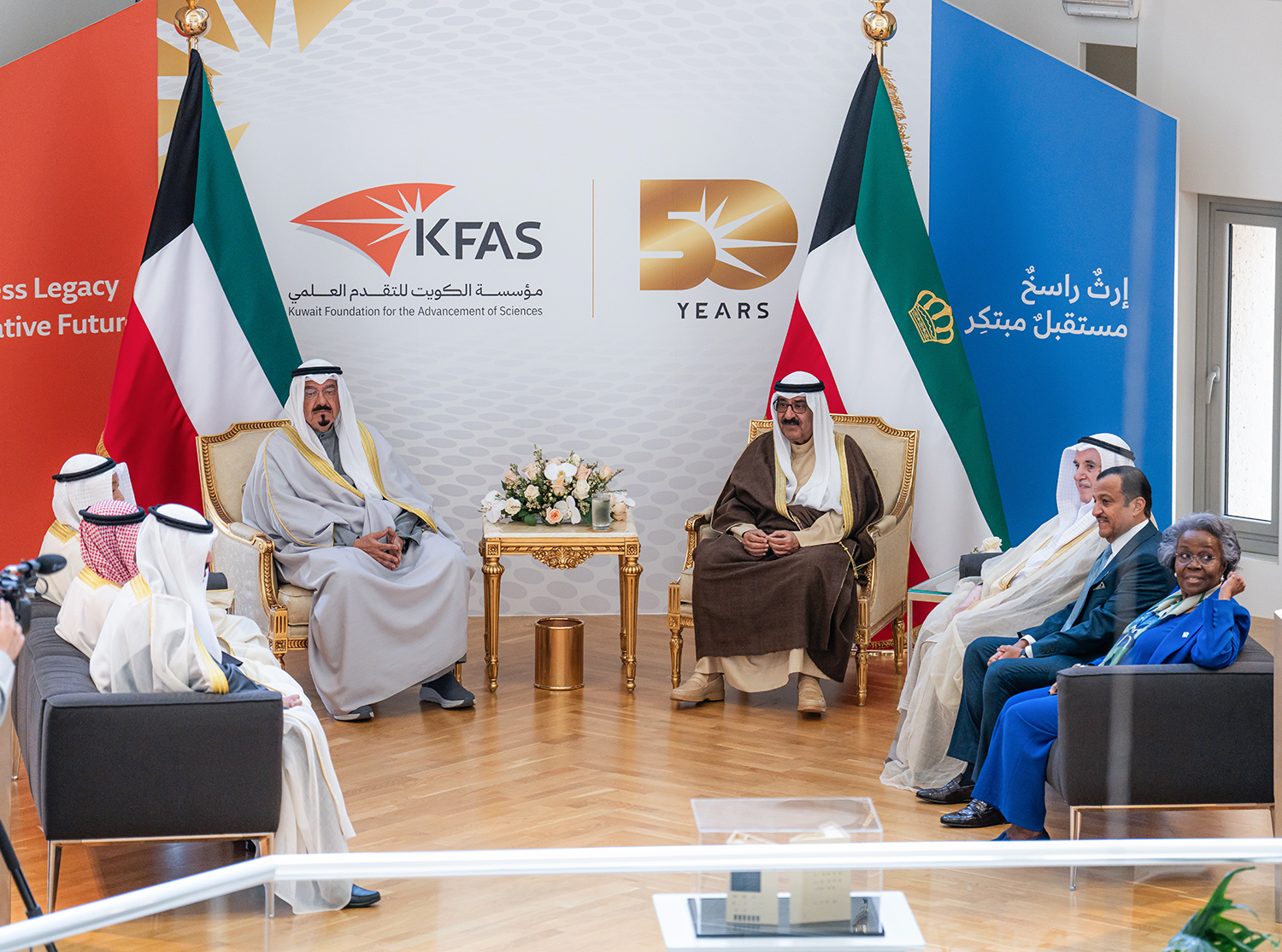 حضرة صاحب السمو أمير البلاد الشيخ مشعل الأحمد الجابر الصباح يقوم بزيارة إلى مؤسسة الكويت للتقدم العلمي بمناسبة مرور 50 عاما على تأسيسها